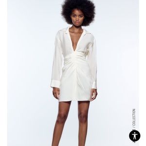 Zara White Draped Dress